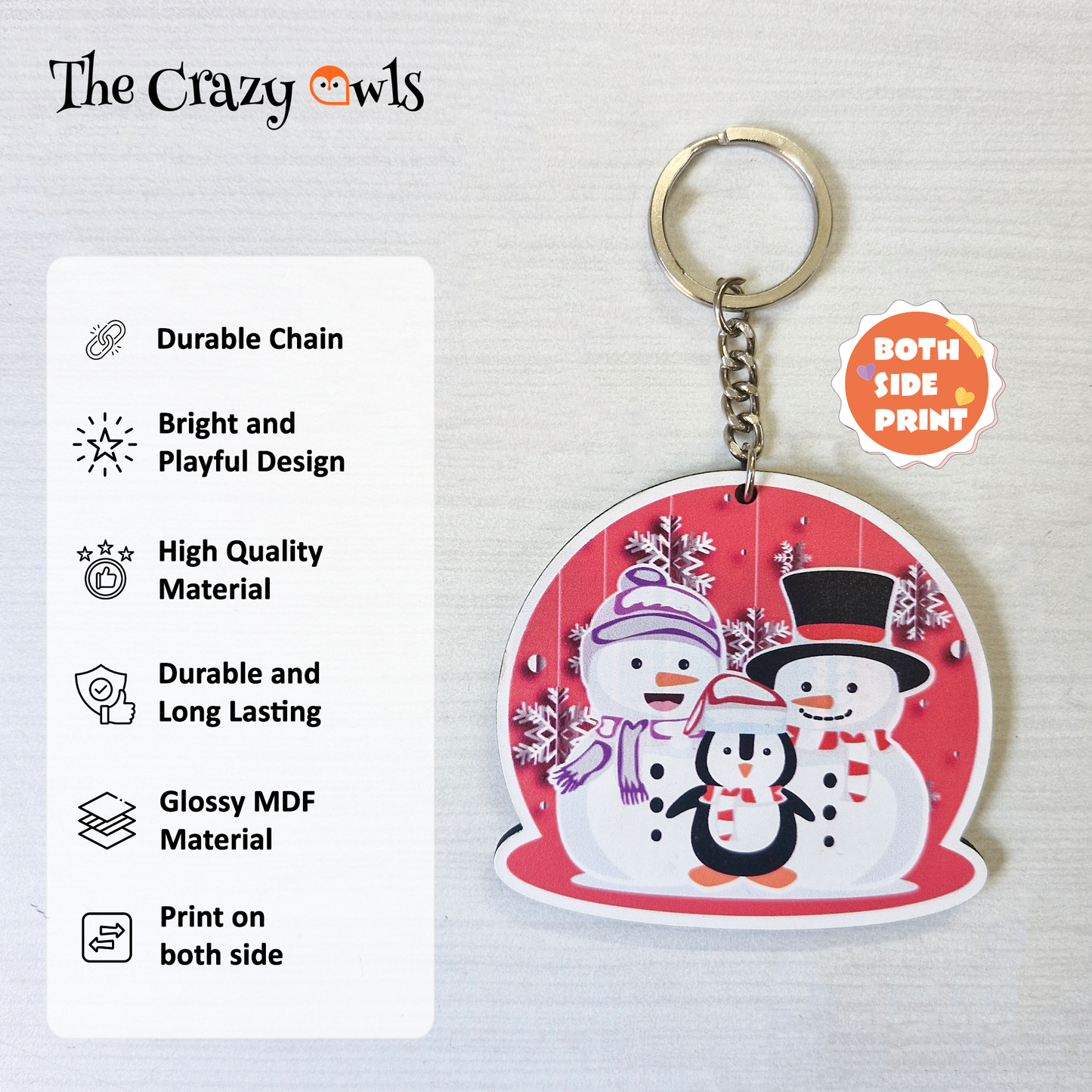 Christmas MDF Keychain Set | Cute Santa Claus, Snowman & Merry Christmas Key Rings | Keychains for Bags & Keys | Set of 3
