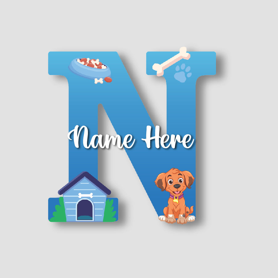 Customized Acrylic Dog Theme Letter Sign 9 Inch | Custom Name for Kids Room Decor | Puppy & Paw Glossy Print Alphabet Nameplate | Includes Hanging Rope/Tape