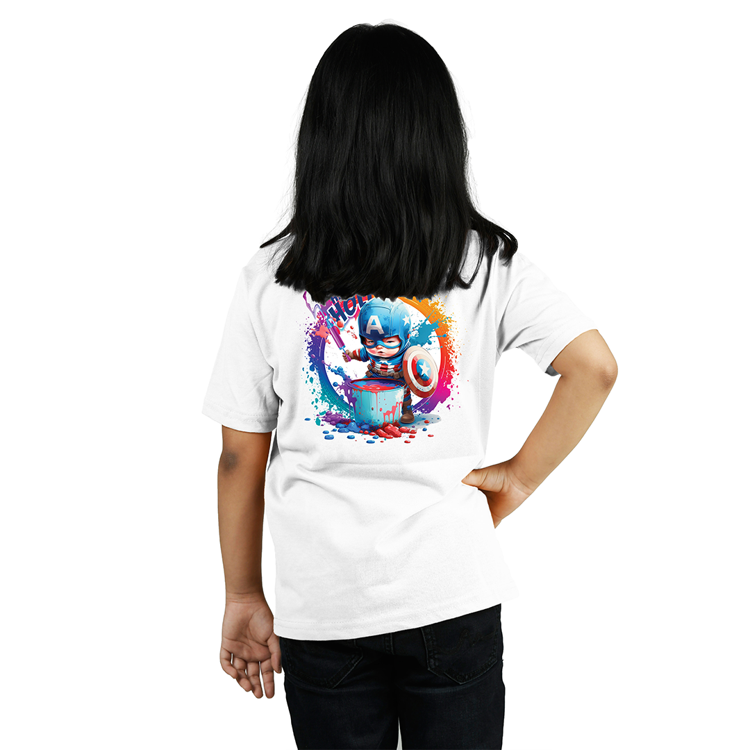 Chombooka Kids' Holi Festival Polyester T-Shirt | Splash into the Celebration | Happy Holi Captain