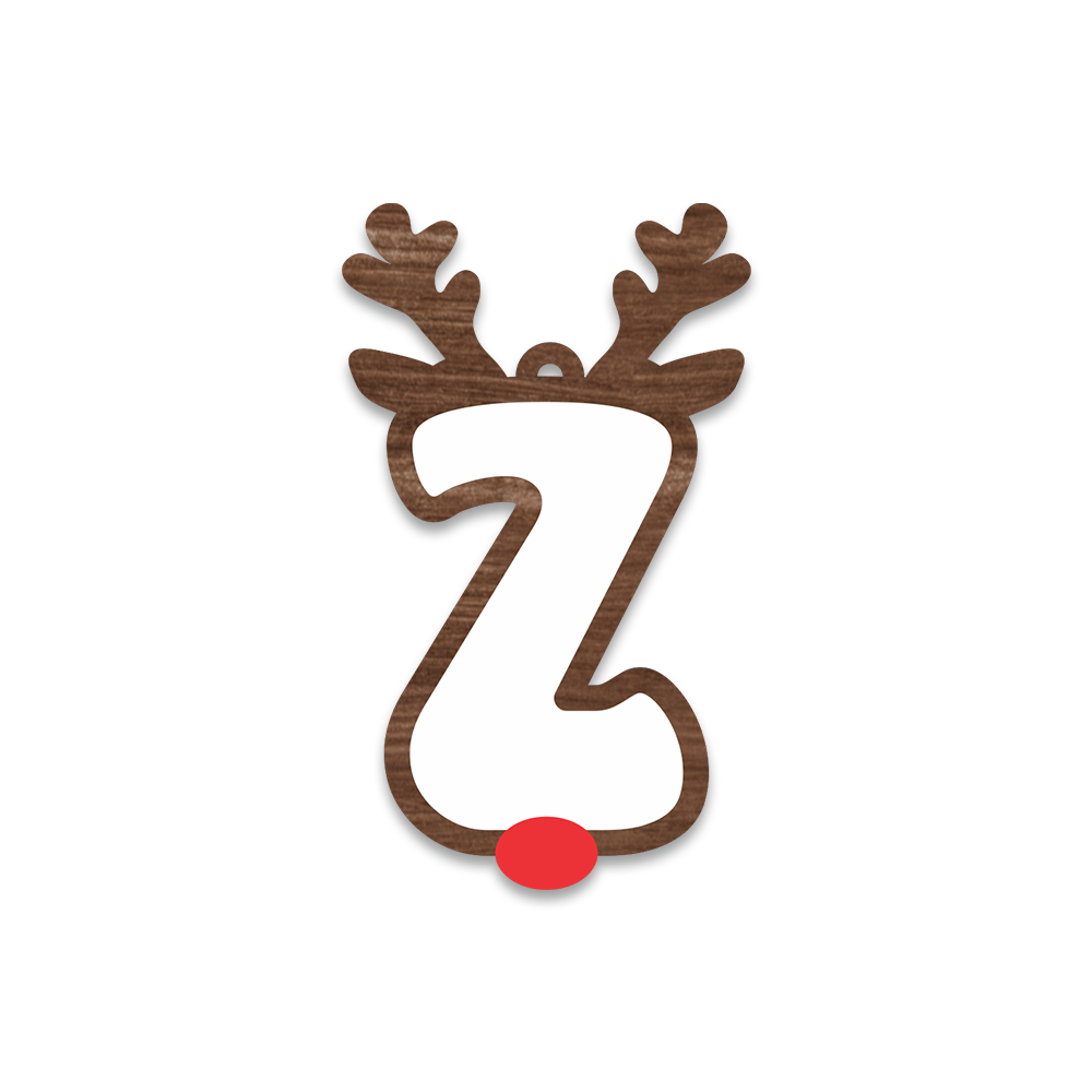 Alphabet Reindeer Keychain | MDF & Acrylic Letter Keyring for Christmas Gifts | Key Chain for Bag, Office & Friends | Pick any 1 A to Z Alphabet of your choice