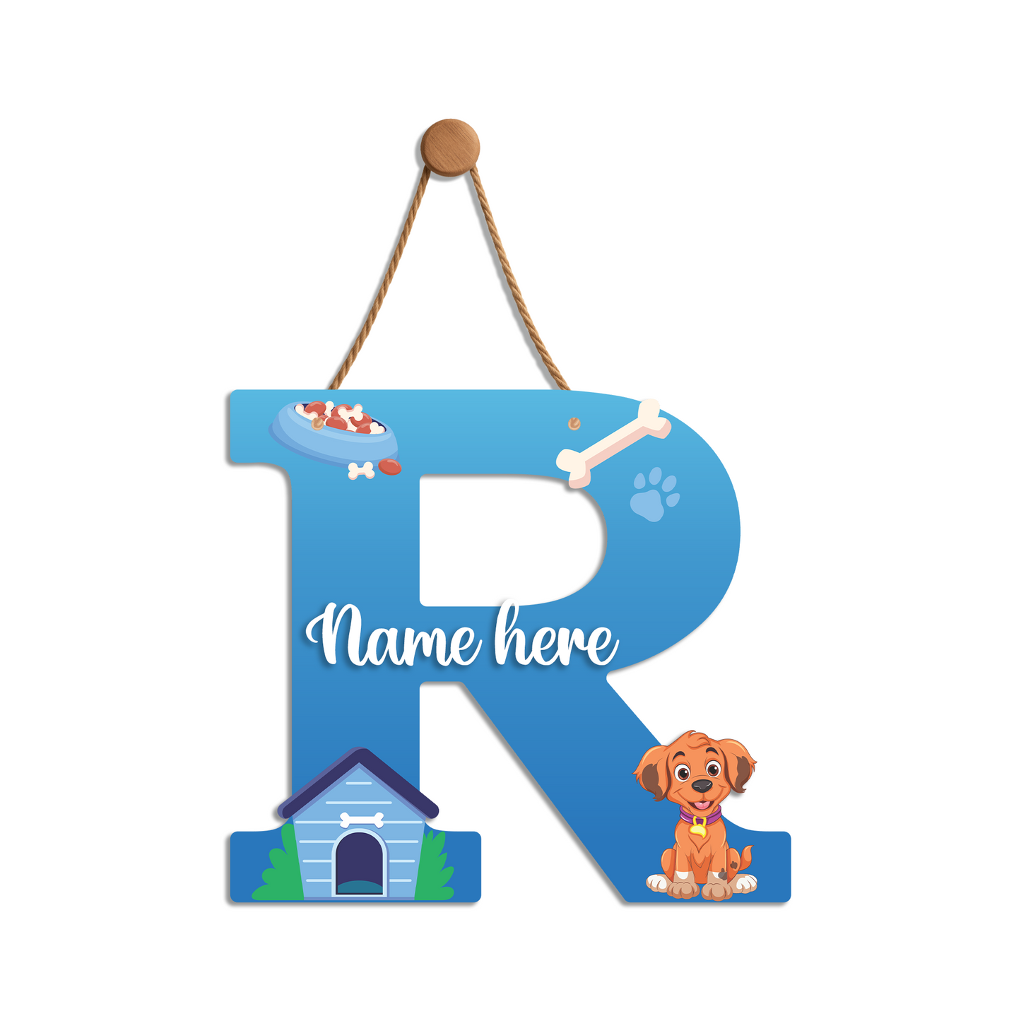 Customized Acrylic Dog Theme Letter Sign 9 Inch | Custom Name for Kids Room Decor | Puppy & Paw Glossy Print Alphabet Nameplate | Includes Hanging Rope/Tape