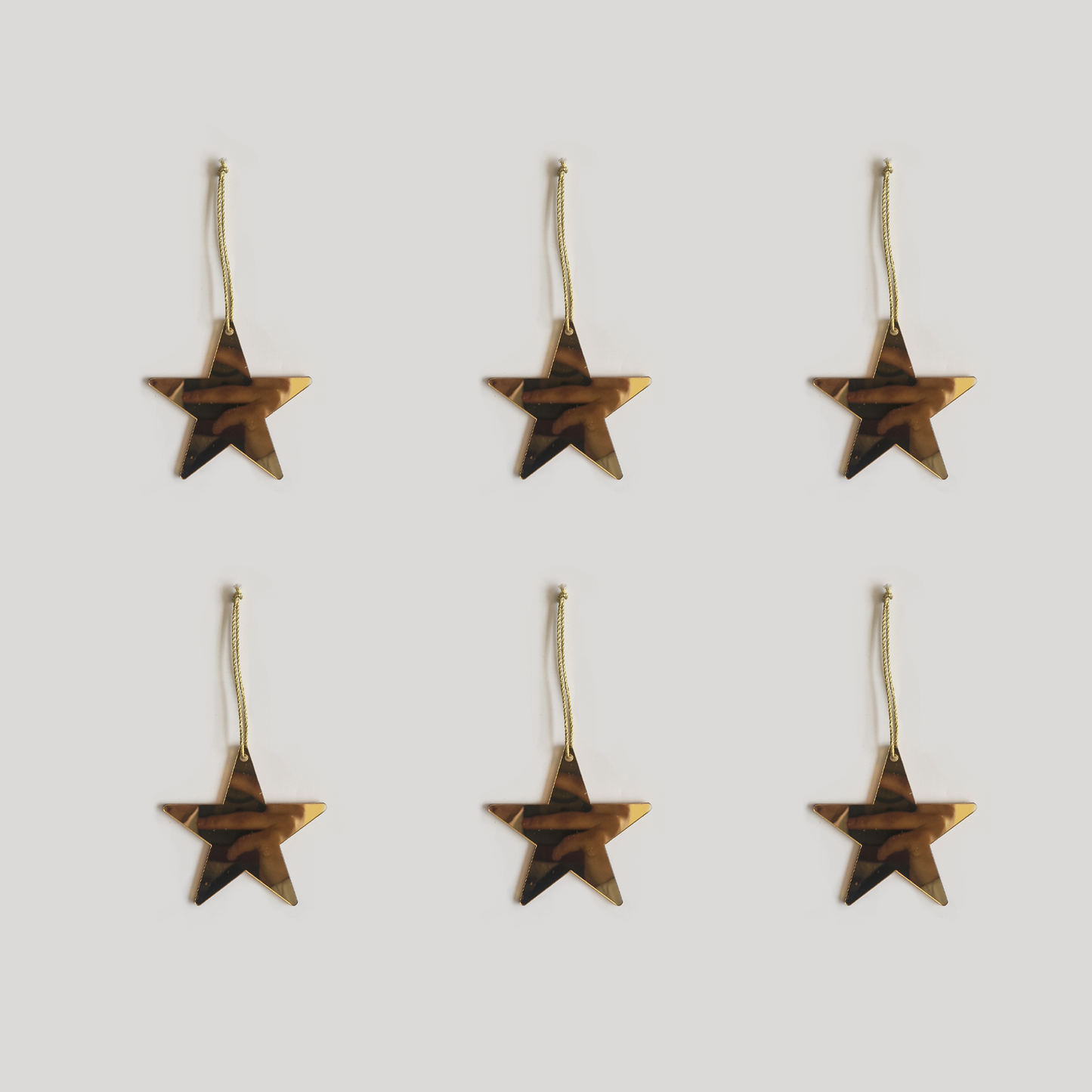 Gold Star Hanging Acrylic Ornaments Glossy Star Decorations for Christmas Tree, Home & Party Decor Crafting | 3 Inch Set of 6
