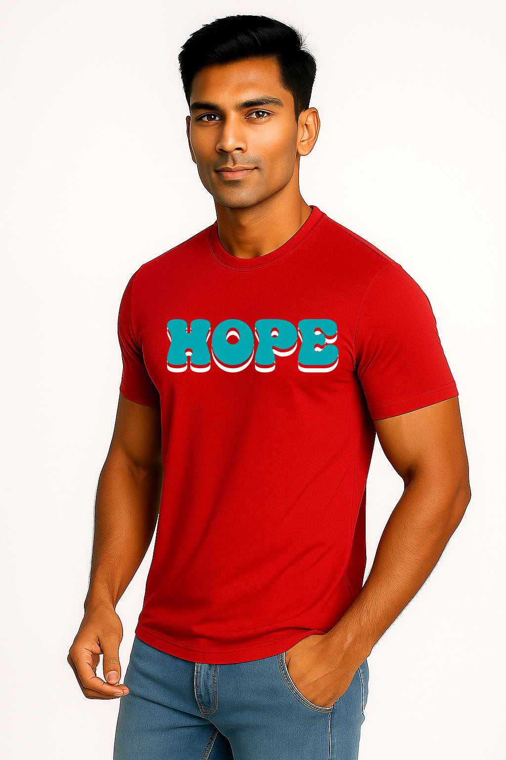 Hope Printed Pure Cotton T-Shirt for Men | Stylish Bold Graphic Typography Tee | Half Sleeve Casual Slim Fit Summer Wear | Motivational Quote T-Shirt for Men