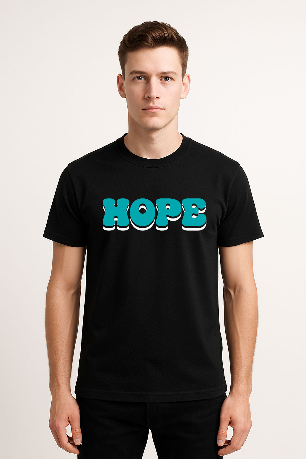 Hope Printed Pure Cotton T-Shirt for Men | Stylish Bold Graphic Typography Tee | Half Sleeve Casual Slim Fit Summer Wear | Motivational Quote T-Shirt for Men