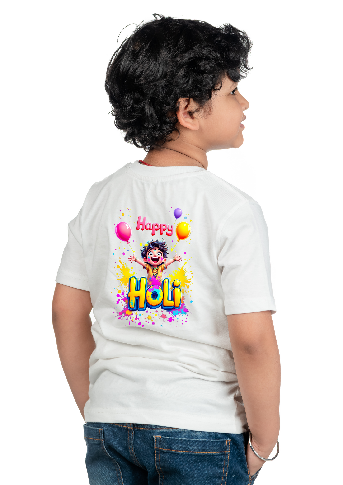 Holi Champ Boys & Girls' Colorful Polyester Holi Printed T-Shirt