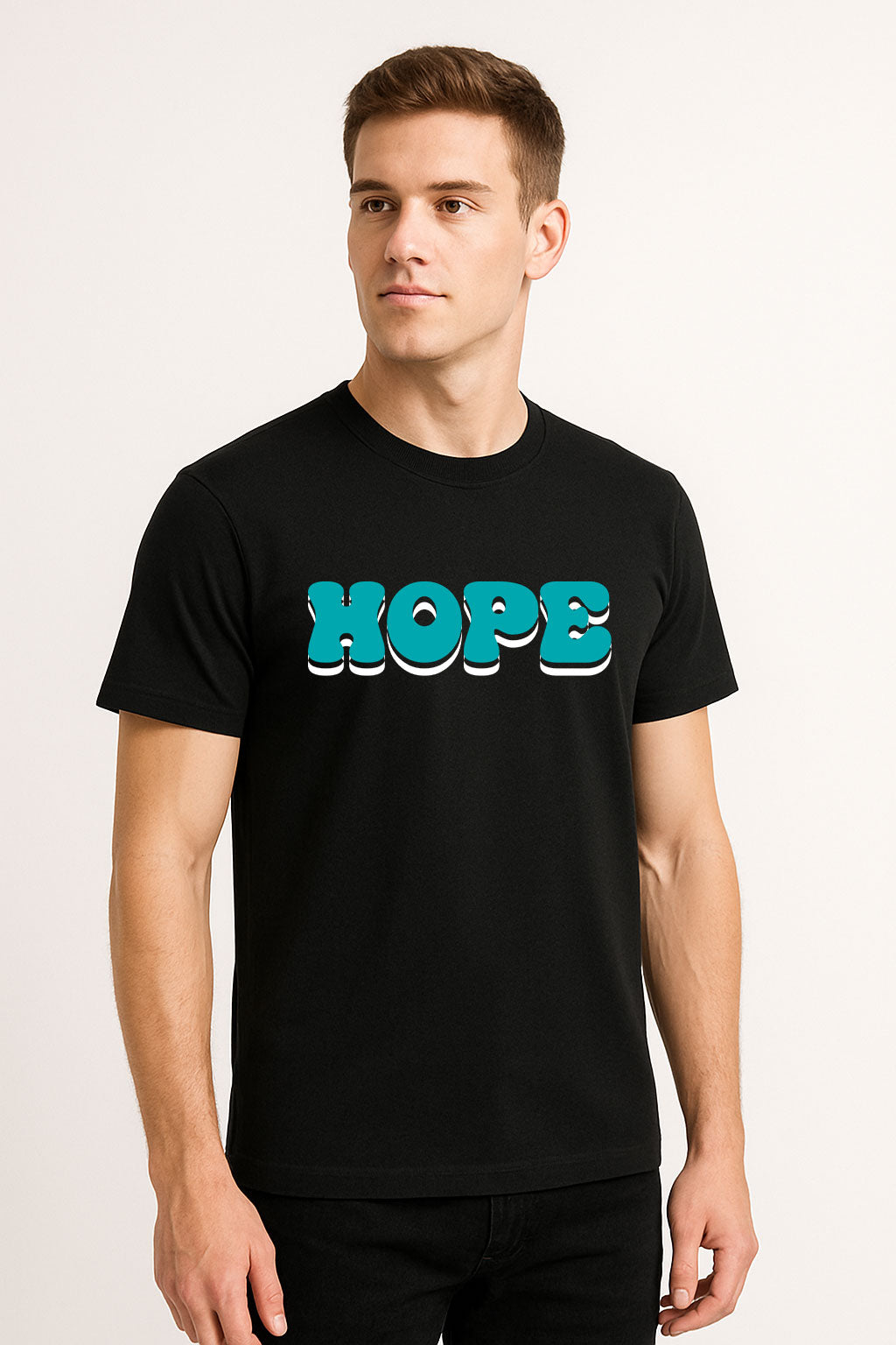 Hope Printed Pure Cotton T-Shirt for Men | Stylish Bold Graphic Typography Tee | Half Sleeve Casual Slim Fit Summer Wear | Motivational Quote T-Shirt for Men