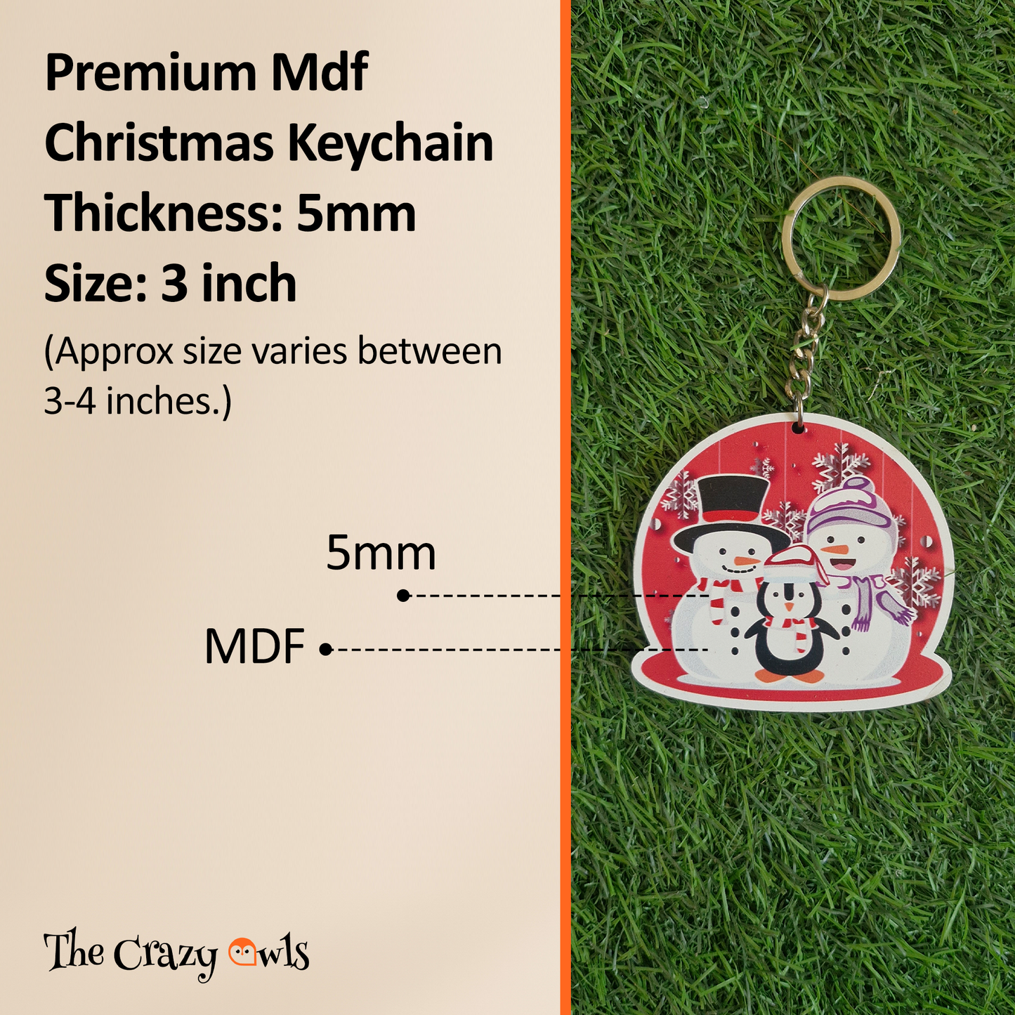 Cute Christmas Snowman Family MDF Keychains | Xmas Gifts, Kids Return Gifts, Party Favors, Stocking Stuffers & Bag Accessories | Set of 6