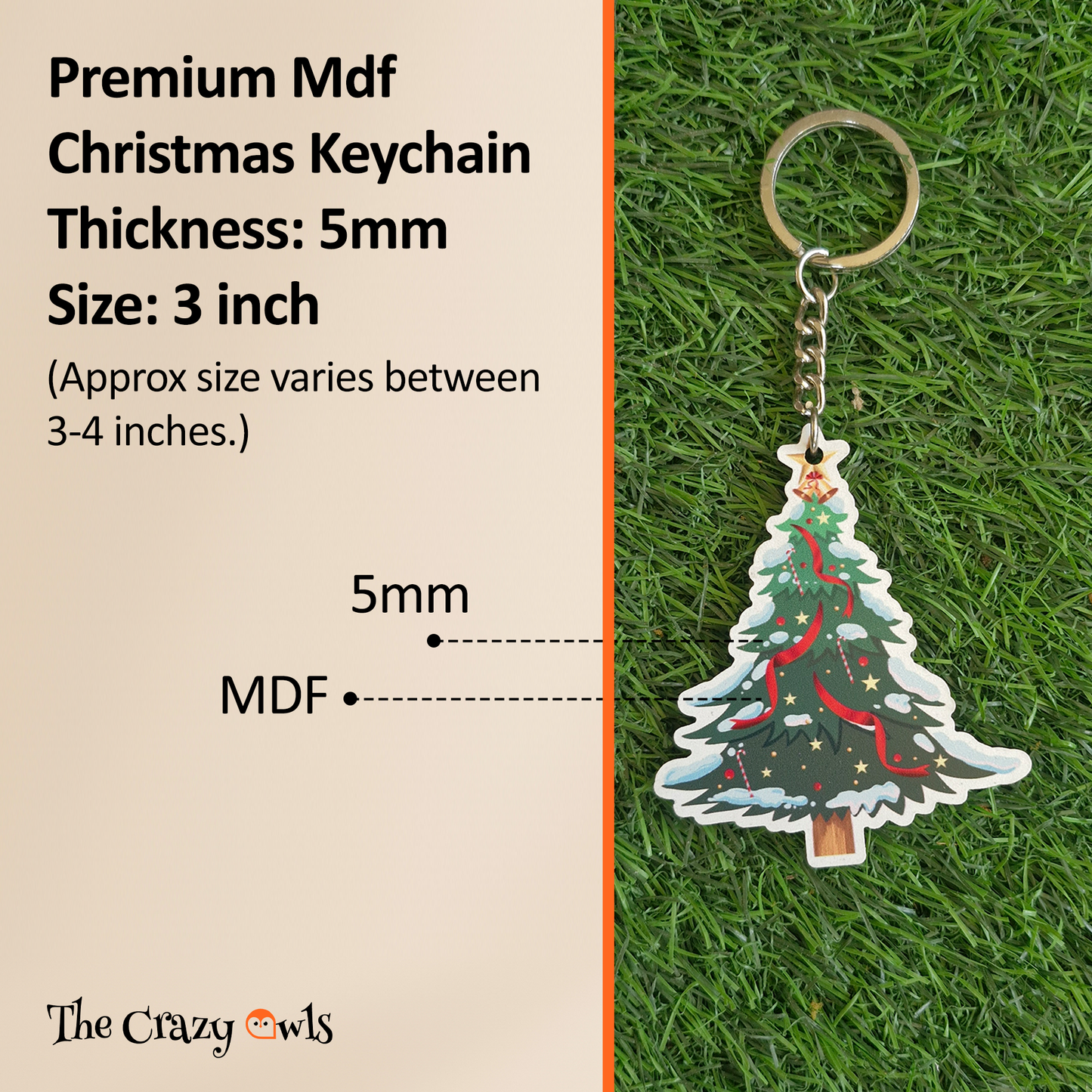 Cute Santa Claus, Reindeer, Christmas Tree & Merry Christmas MDF Keychain | Gift Accessories for Kids & Adults | Set of 3