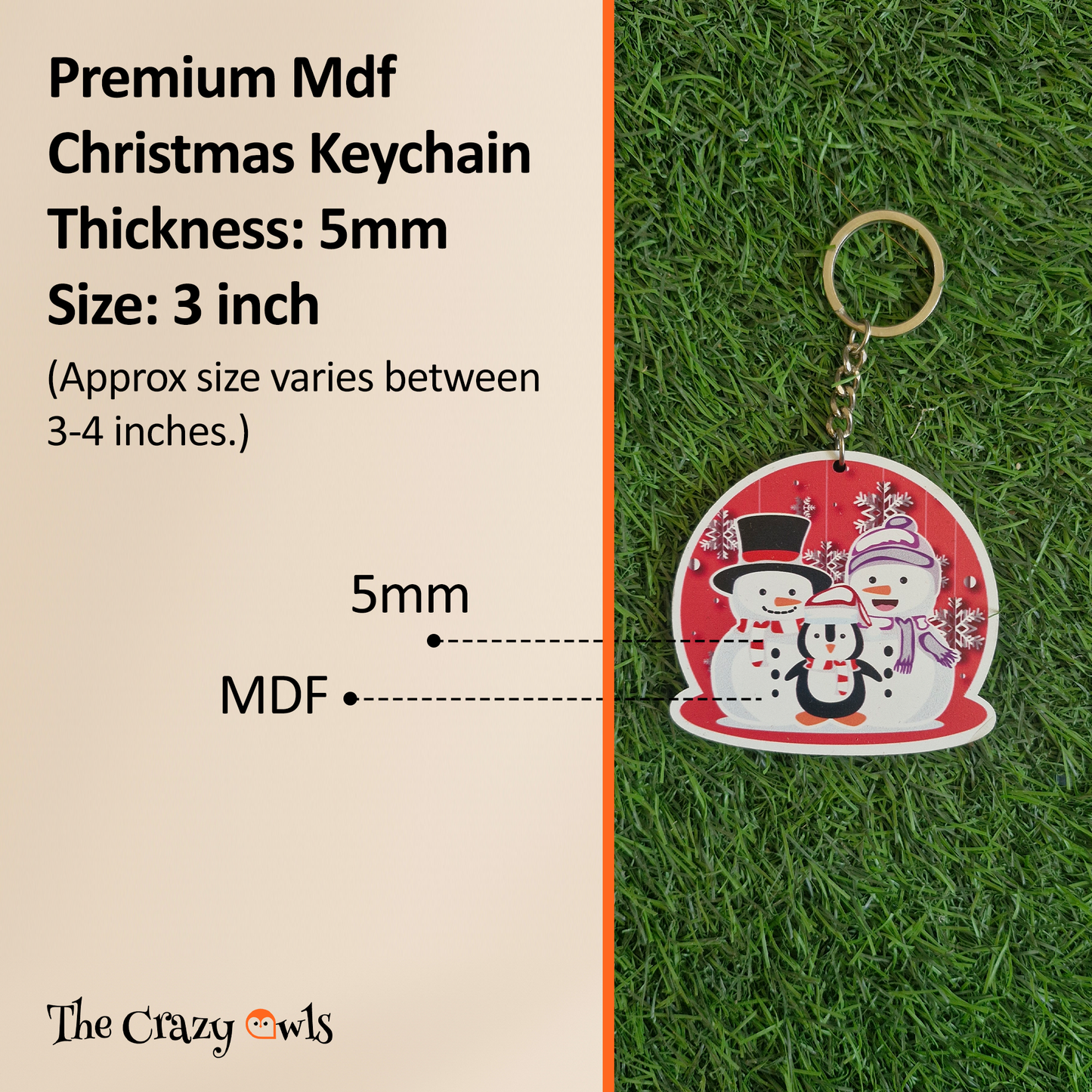 Christmas MDF Keychain Set | Cute Santa Claus, Snowman & Merry Christmas Key Rings | Keychains for Bags & Keys | Set of 3