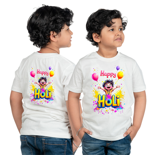 holi tshirt, Holi Champ design tshirt, kids holi tshirt, holi design boys cartoon holi tshirt polyester, 