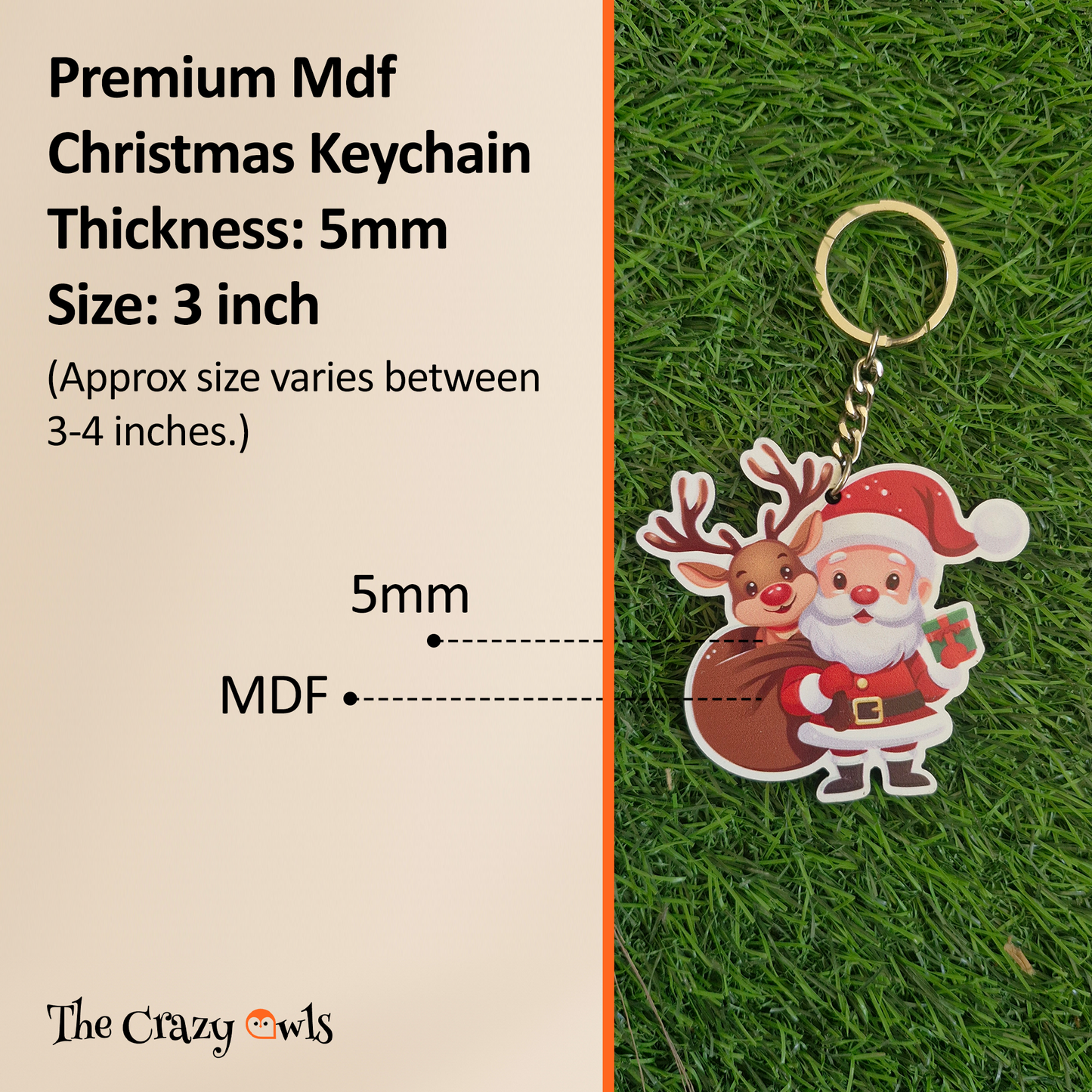 Christmas Santa Keychain | Cute Santa & Reindeer MDF Key Rings for Kids | Christmas Return Gifts, Stocking Stuffers, School | Xmas Keychains | Set of 6
