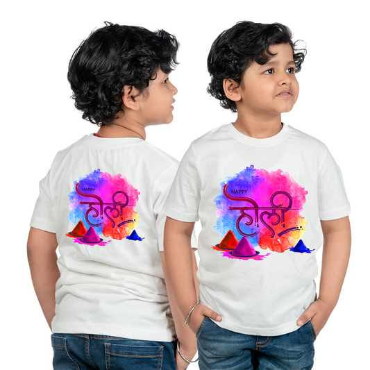 holi tshirt, Holi hai design tshirt, kids holi tshirt, holi design boys cartoon holi tshirt polyester, 