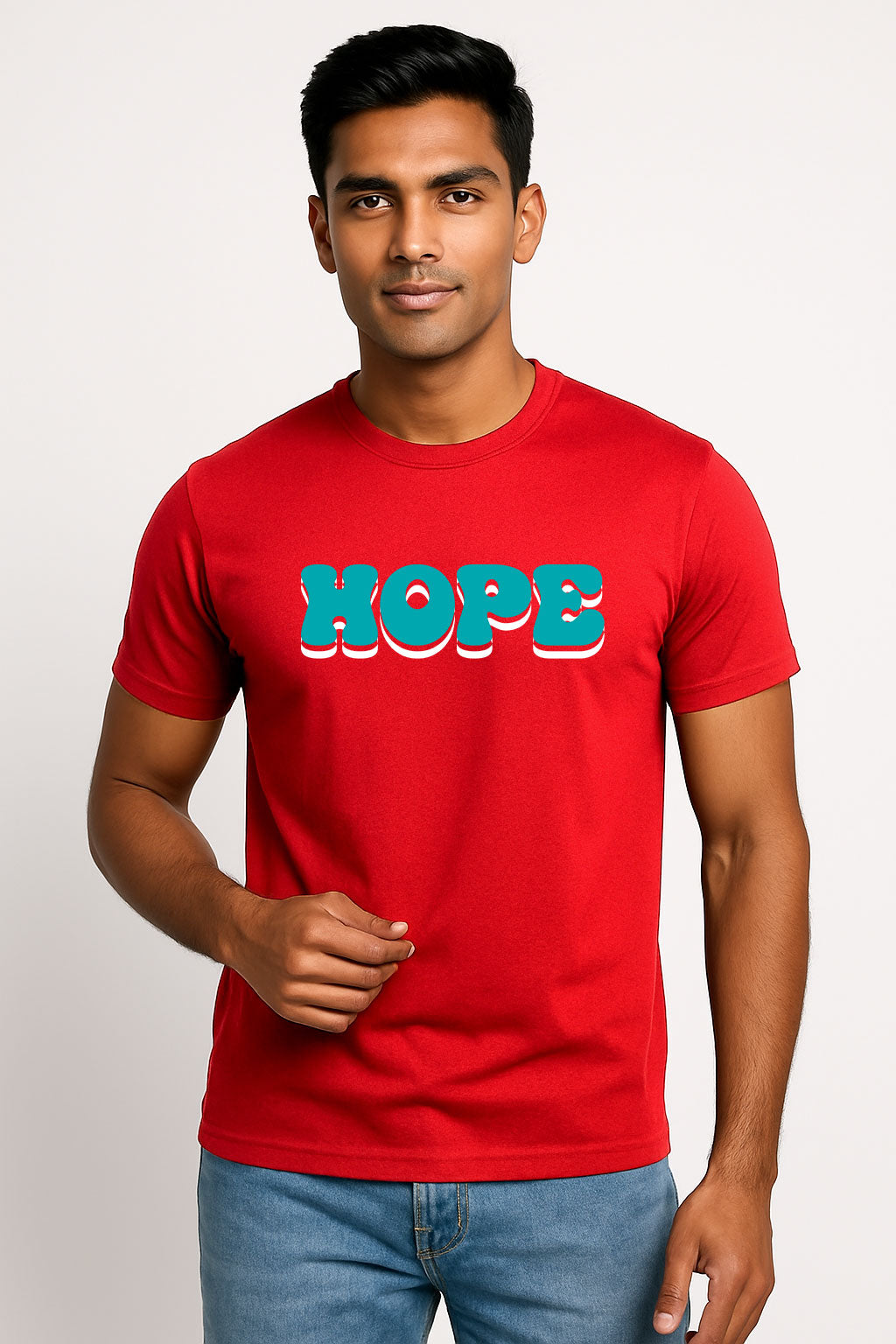 Hope Printed Pure Cotton T-Shirt for Men | Stylish Bold Graphic Typography Tee | Half Sleeve Casual Slim Fit Summer Wear | Motivational Quote T-Shirt for Men