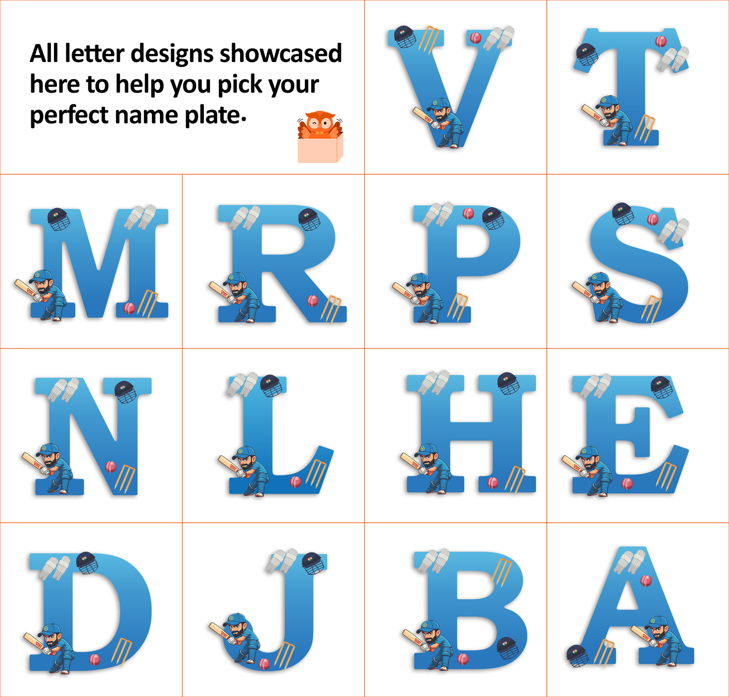 Customized Acrylic Letter Sign 9 Inch Cricket Theme | Custom Name for Boys Room Decor | Sports Inspired Alphabet Nameplate | Includes Hanging Rope/Tape