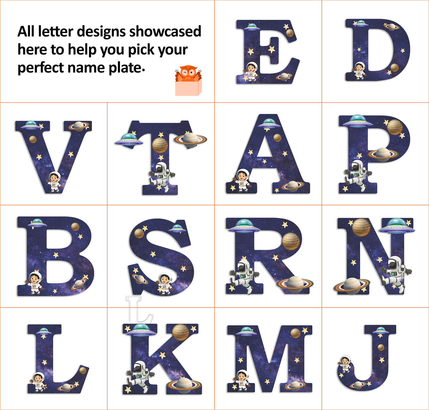 Customized Acrylic Glossy Space Theme Wall Hanging | 9 Inch Custom Name & Alphabet Letter Sign for Kids Room & Playroom Decor | Astronaut & Planet Alphabet Nameplate | Includes Hanging Rope/Tape