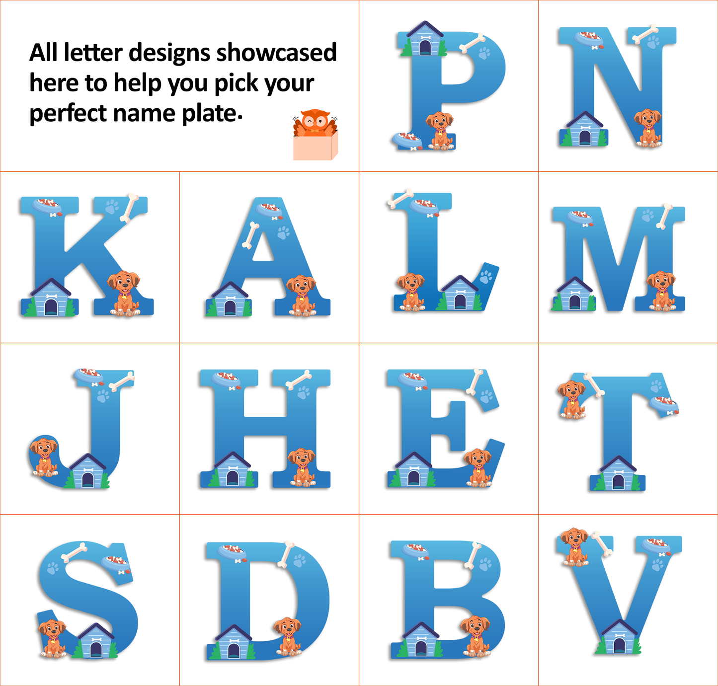 Customized Acrylic Dog Theme Letter Sign 9 Inch | Custom Name for Kids Room Decor | Puppy & Paw Glossy Print Alphabet Nameplate | Includes Hanging Rope/Tape