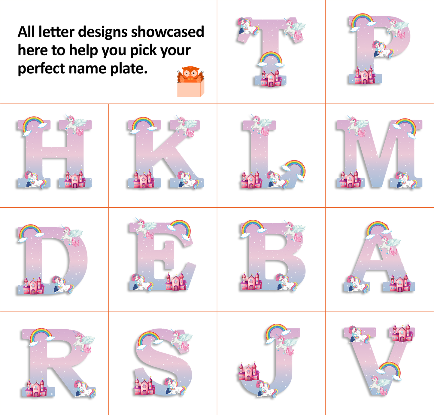 Customized Acrylic Letter Wall Decor for Girls Room | 9 Inch Pink Floral Unicorn Princess Monogram Initial Art Sign | Custom Name Kids Room Door Nameplate | Includes Hanging Rope/Tape