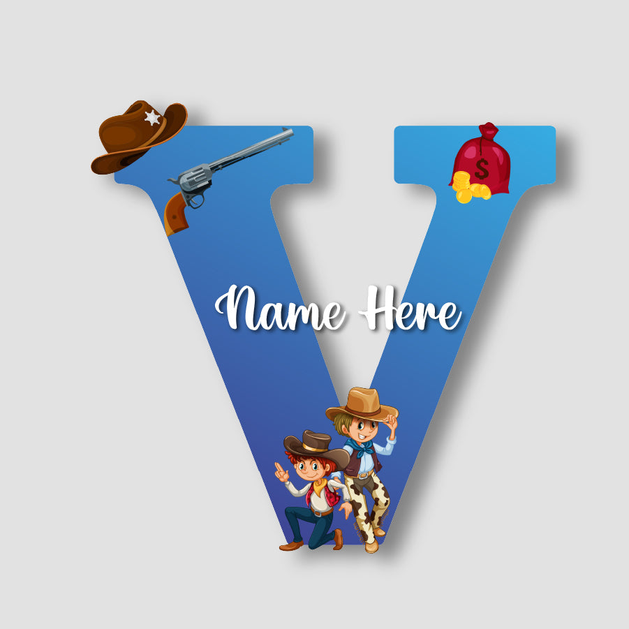 Customized Acrylic Cowboy Theme Letter Sign 9 Inch | Custom Name for Boys Room | Western Style Alphabet Nameplate Decor & Gift | Includes Hanging Rope/Tape