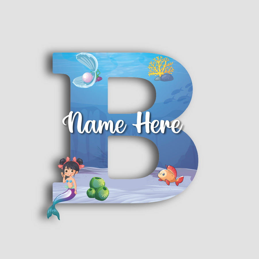 Customized Acrylic Glossy Mermaid Theme Wall Hanging | 9 Inch Custom Name & Alphabate Sign for Kids Room & Playroom Decor | Ocean Theme Alphabet Nameplate | Includes Hanging Rope/Tape