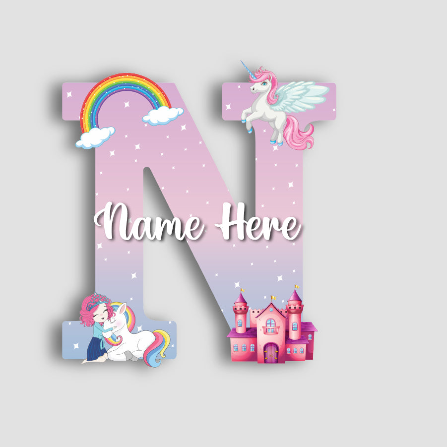 Customized Acrylic Letter Wall Decor for Girls Room | 9 Inch Pink Floral Unicorn Princess Monogram Initial Art Sign | Custom Name Kids Room Door Nameplate | Includes Hanging Rope/Tape