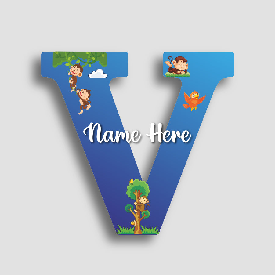 Customized Glossy Acrylic Jungle Monkey Theme | 9 Inch Custom Name Letter Sign for Kids Room & Playroom Decor | Animal Alphabet Nameplate | Includes Hanging Rope/Tape
