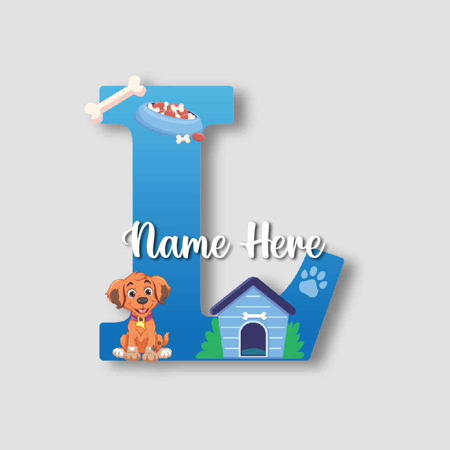 Customized Acrylic Dog Theme Letter Sign 9 Inch | Custom Name for Kids Room Decor | Puppy & Paw Glossy Print Alphabet Nameplate | Includes Hanging Rope/Tape