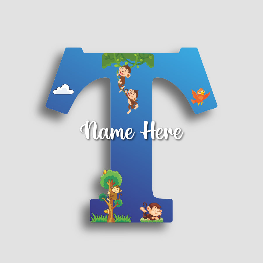Customized Glossy Acrylic Jungle Monkey Theme | 9 Inch Custom Name Letter Sign for Kids Room & Playroom Decor | Animal Alphabet Nameplate | Includes Hanging Rope/Tape