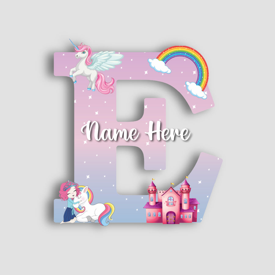 Customized Acrylic Letter Wall Decor for Girls Room | 9 Inch Pink Floral Unicorn Princess Monogram Initial Art Sign | Custom Name Kids Room Door Nameplate | Includes Hanging Rope/Tape