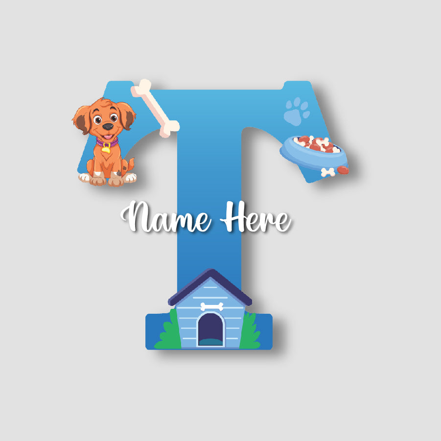 Customized Acrylic Dog Theme Letter Sign 9 Inch | Custom Name for Kids Room Decor | Puppy & Paw Glossy Print Alphabet Nameplate | Includes Hanging Rope/Tape