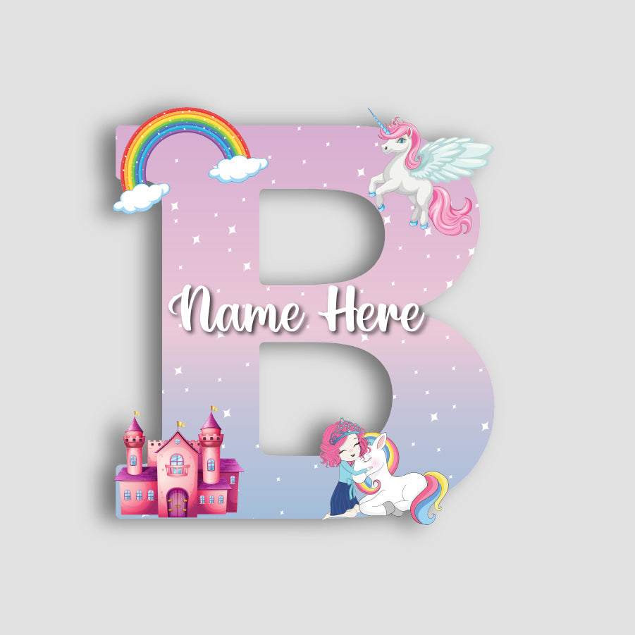 Customized Acrylic Letter Wall Decor for Girls Room | 9 Inch Pink Floral Unicorn Princess Monogram Initial Art Sign | Custom Name Kids Room Door Nameplate | Includes Hanging Rope/Tape