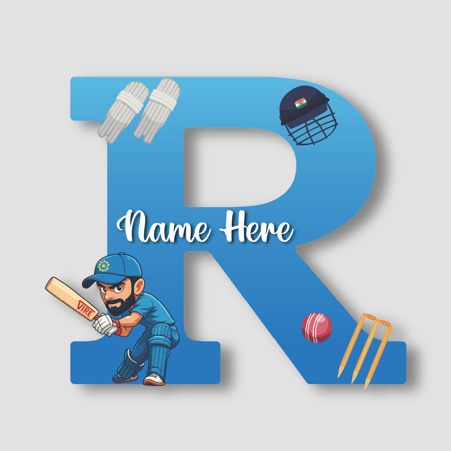 Customized Acrylic Letter Sign 9 Inch Cricket Theme | Custom Name for Boys Room Decor | Sports Inspired Alphabet Nameplate | Includes Hanging Rope/Tape