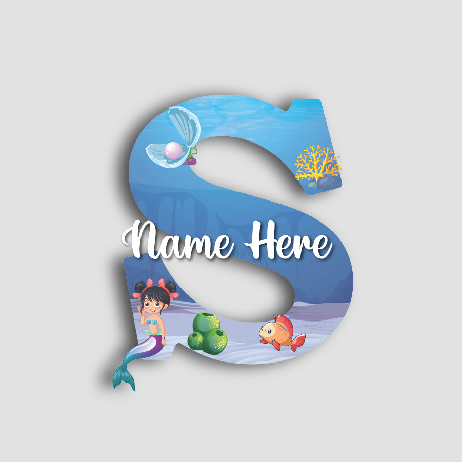 Customized Acrylic Glossy Mermaid Theme Wall Hanging | 9 Inch Custom Name & Alphabate Sign for Kids Room & Playroom Decor | Ocean Theme Alphabet Nameplate | Includes Hanging Rope/Tape