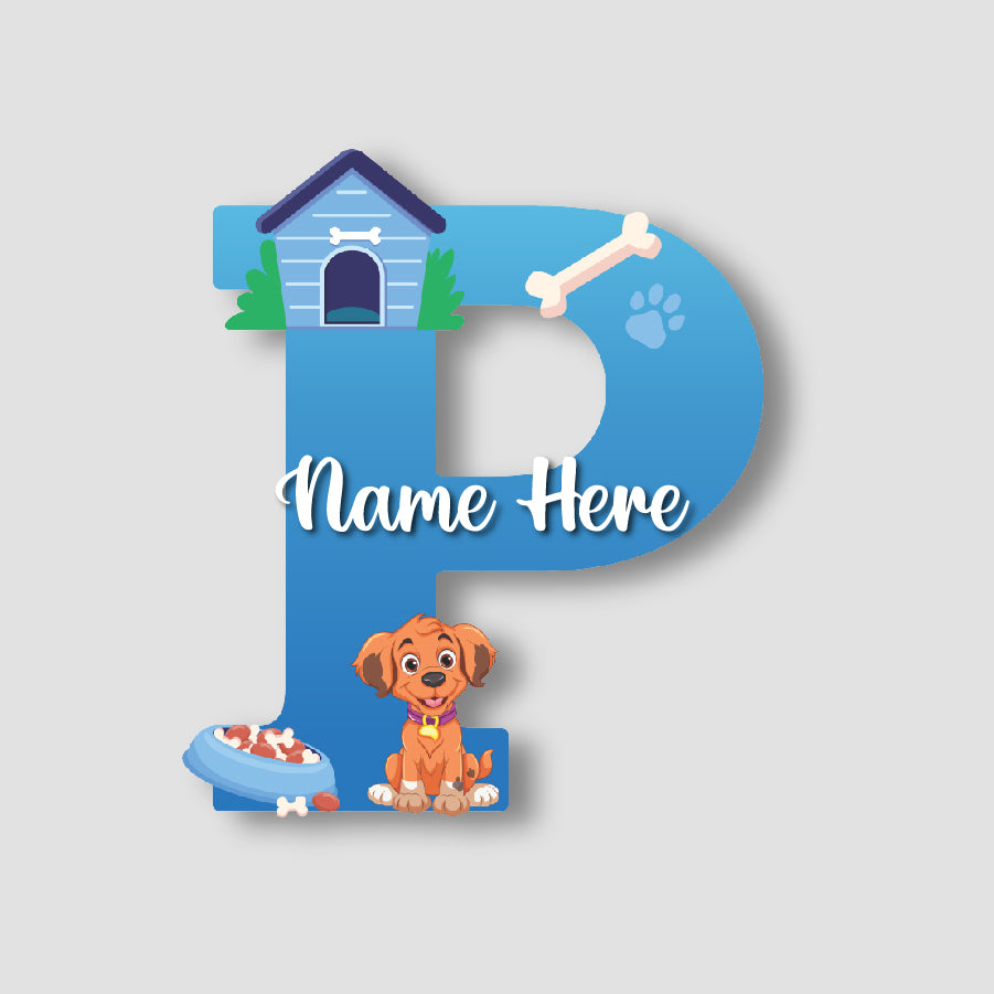 Customized Acrylic Dog Theme Letter Sign 9 Inch | Custom Name for Kids Room Decor | Puppy & Paw Glossy Print Alphabet Nameplate | Includes Hanging Rope/Tape