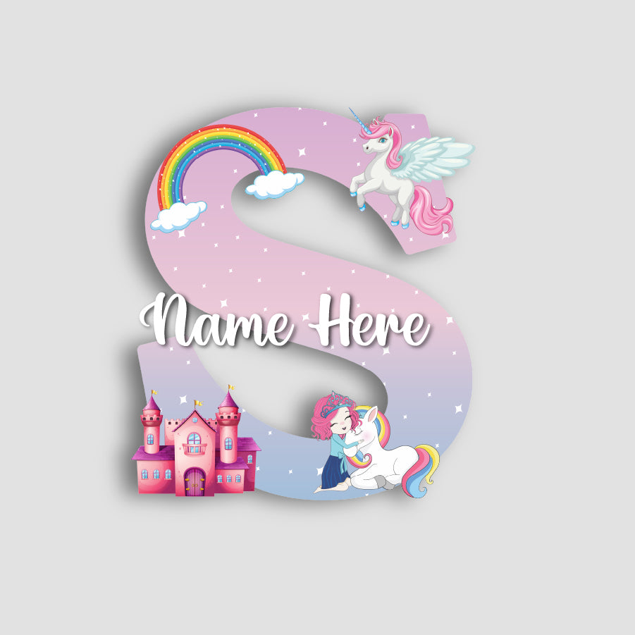 Customized Acrylic Letter Wall Decor for Girls Room | 9 Inch Pink Floral Unicorn Princess Monogram Initial Art Sign | Custom Name Kids Room Door Nameplate | Includes Hanging Rope/Tape