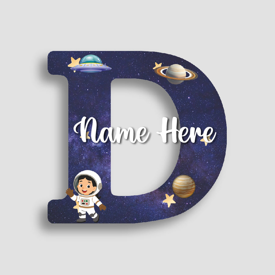 Customized Acrylic Glossy Space Theme Wall Hanging | 9 Inch Custom Name & Alphabet Letter Sign for Kids Room & Playroom Decor | Astronaut & Planet Alphabet Nameplate | Includes Hanging Rope/Tape