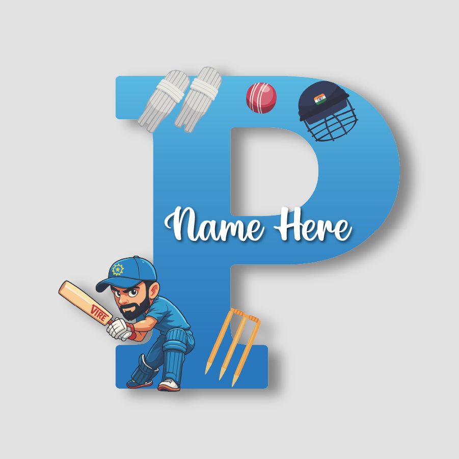 Customized Acrylic Letter Sign 9 Inch Cricket Theme | Custom Name for Boys Room Decor | Sports Inspired Alphabet Nameplate | Includes Hanging Rope/Tape