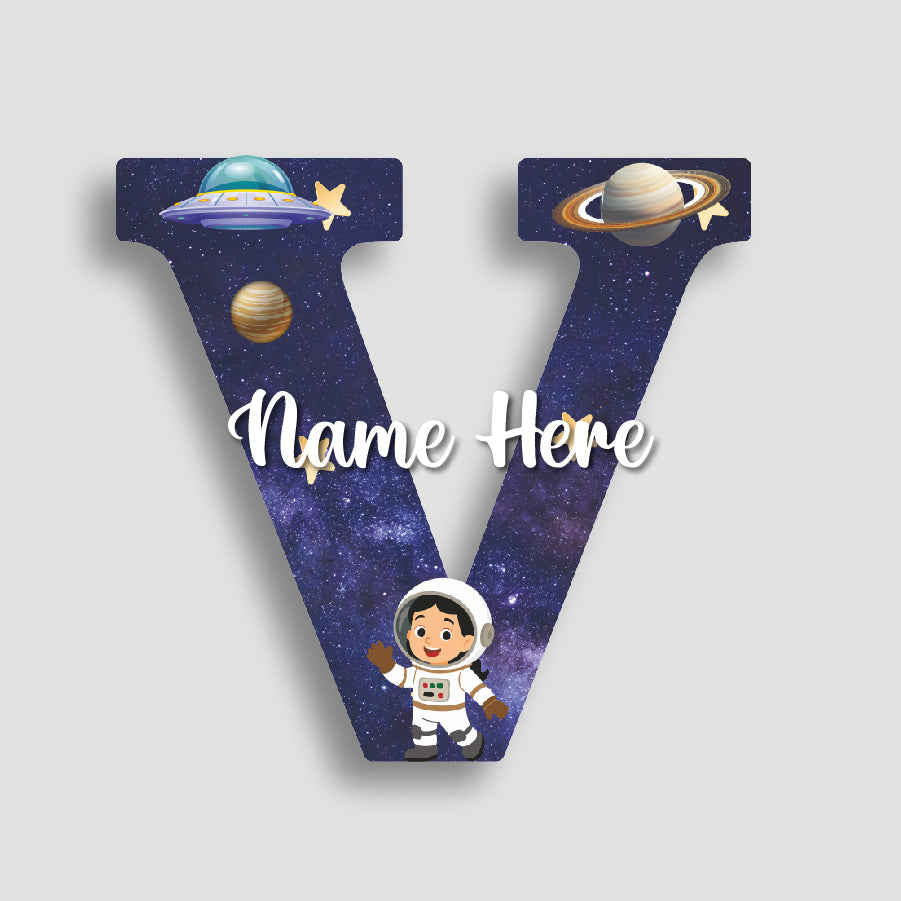 Customized Acrylic Glossy Space Theme Wall Hanging | 9 Inch Custom Name & Alphabet Letter Sign for Kids Room & Playroom Decor | Astronaut & Planet Alphabet Nameplate | Includes Hanging Rope/Tape