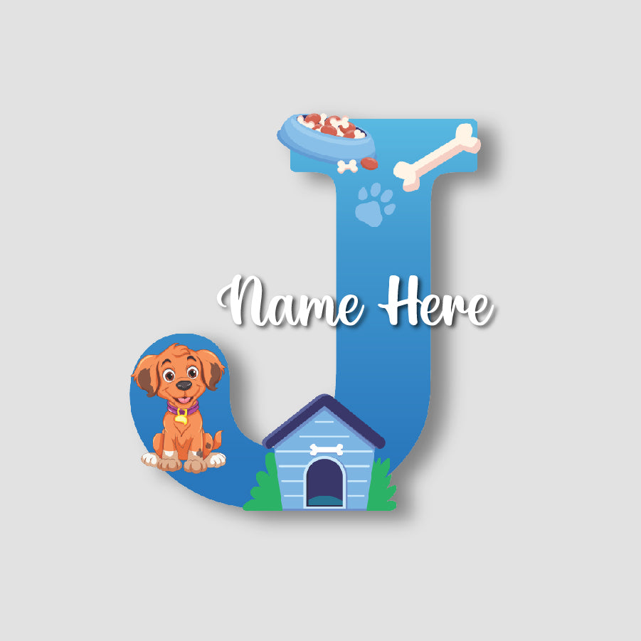 Customized Acrylic Dog Theme Letter Sign 9 Inch | Custom Name for Kids Room Decor | Puppy & Paw Glossy Print Alphabet Nameplate | Includes Hanging Rope/Tape