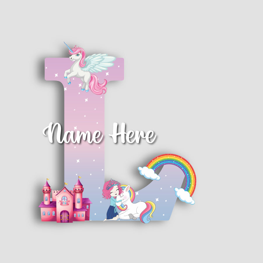 Customized Acrylic Letter Wall Decor for Girls Room | 9 Inch Pink Floral Unicorn Princess Monogram Initial Art Sign | Custom Name Kids Room Door Nameplate | Includes Hanging Rope/Tape