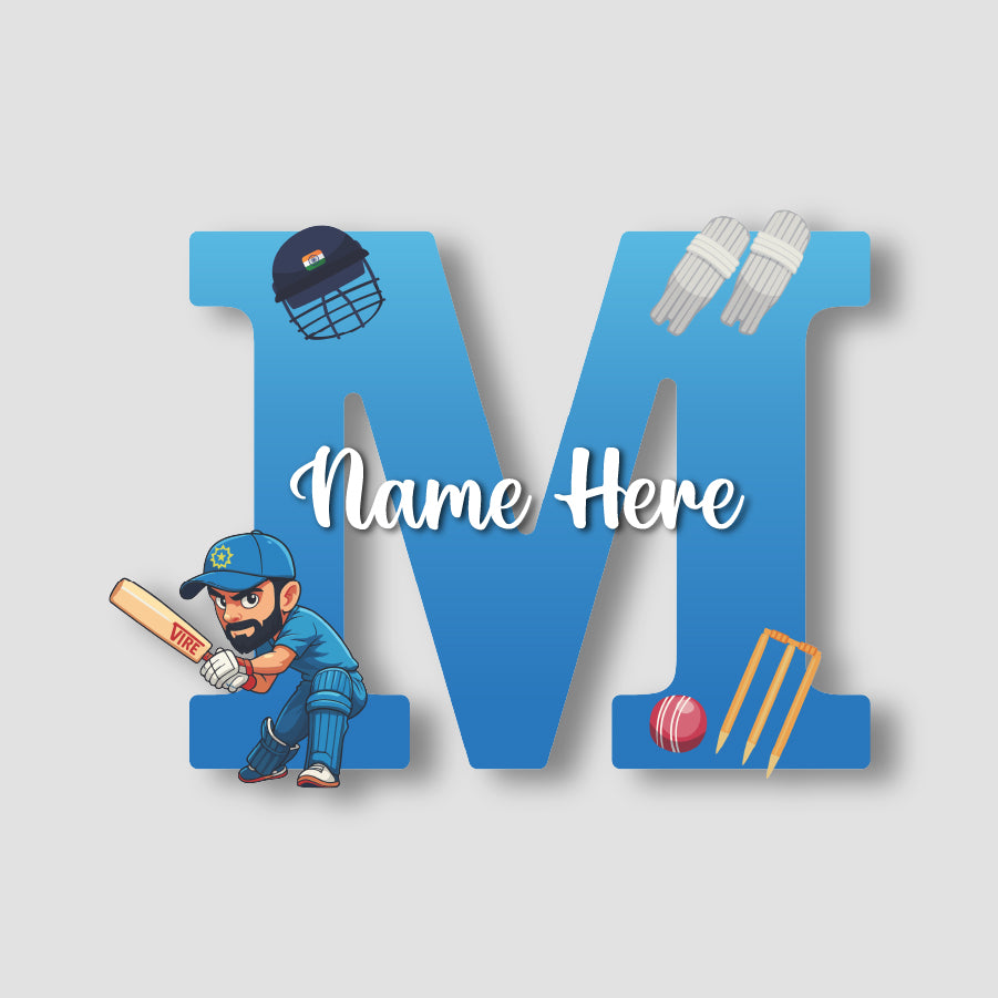 Customized Acrylic Letter Sign 9 Inch Cricket Theme | Custom Name for Boys Room Decor | Sports Inspired Alphabet Nameplate | Includes Hanging Rope/Tape