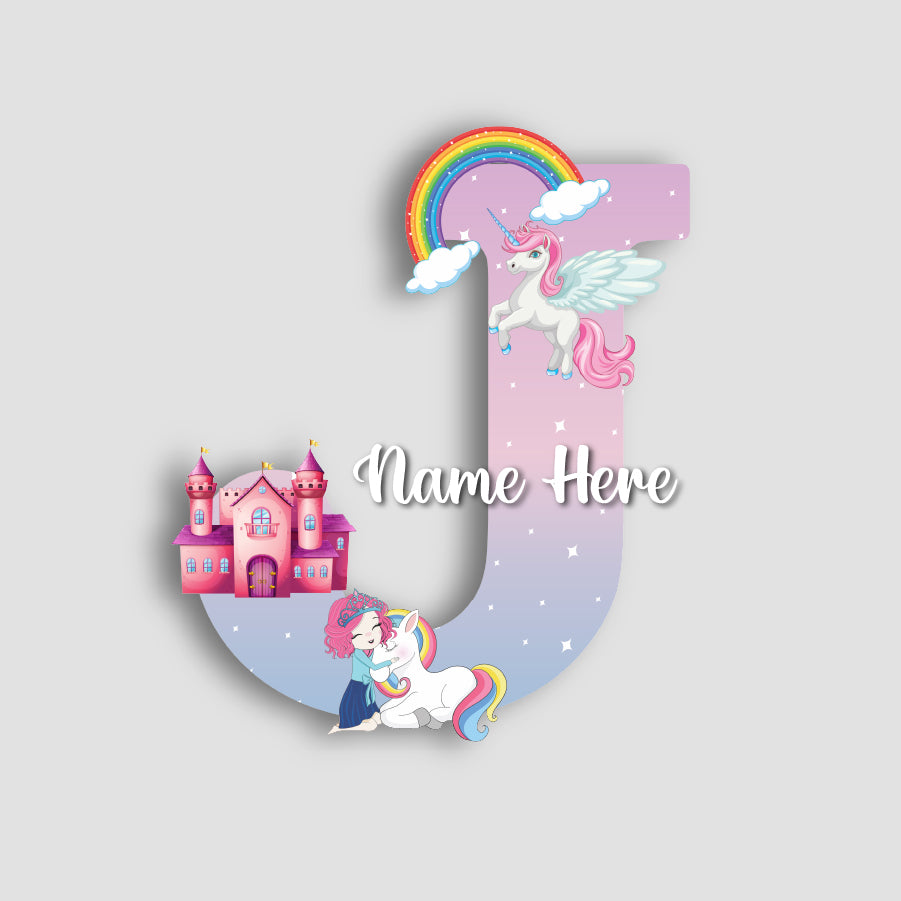 Customized Acrylic Letter Wall Decor for Girls Room | 9 Inch Pink Floral Unicorn Princess Monogram Initial Art Sign | Custom Name Kids Room Door Nameplate | Includes Hanging Rope/Tape