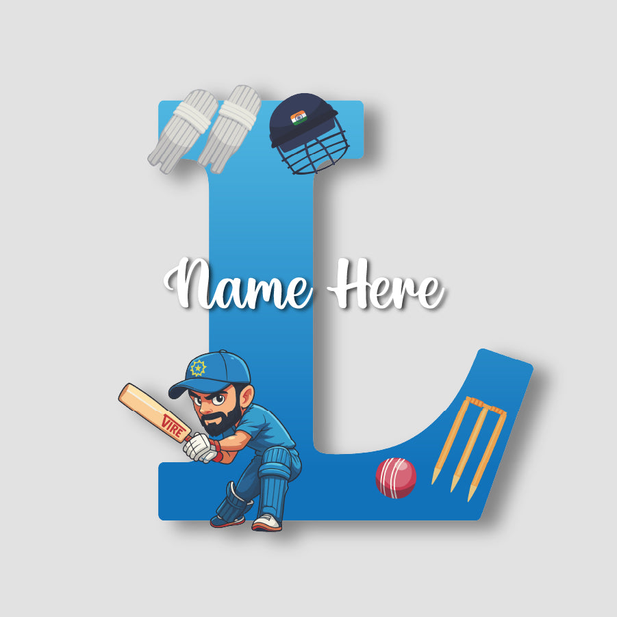 Customized Acrylic Letter Sign 9 Inch Cricket Theme | Custom Name for Boys Room Decor | Sports Inspired Alphabet Nameplate | Includes Hanging Rope/Tape