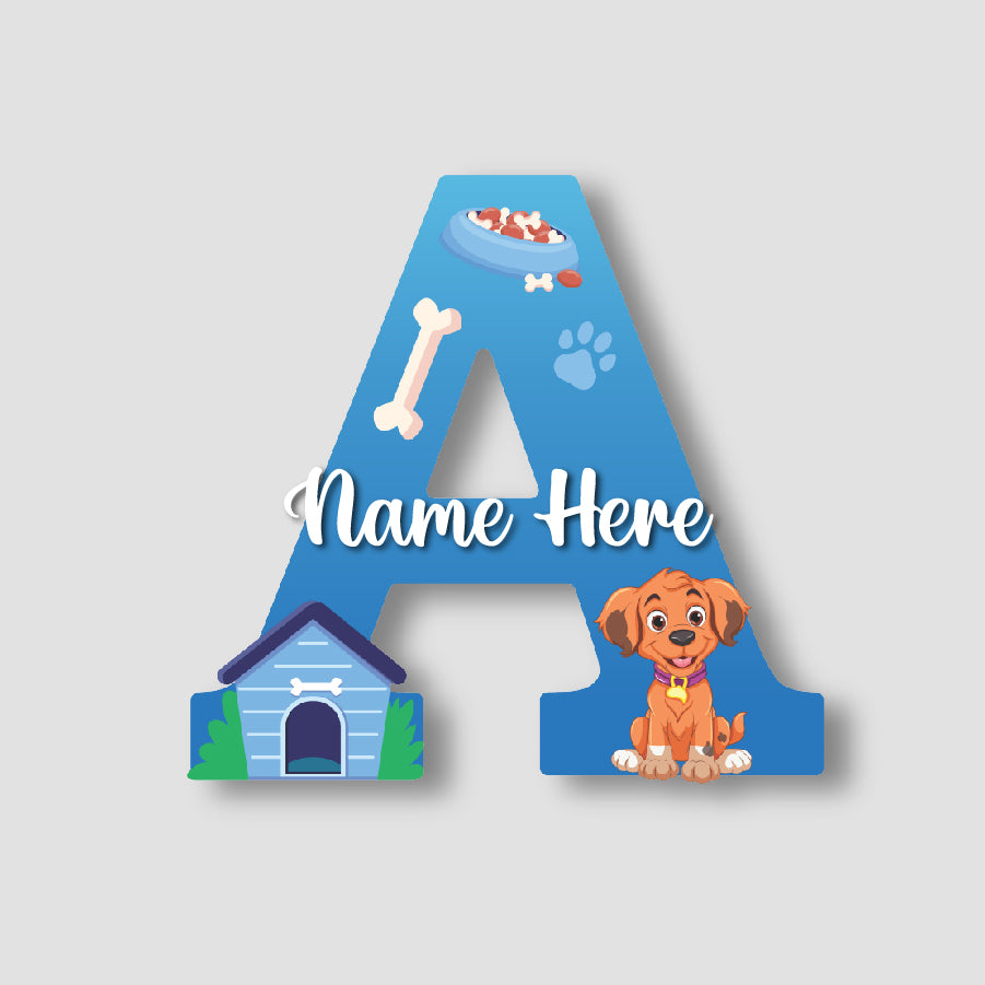 Customized Acrylic Dog Theme Letter Sign 9 Inch | Custom Name for Kids Room Decor | Puppy & Paw Glossy Print Alphabet Nameplate | Includes Hanging Rope/Tape