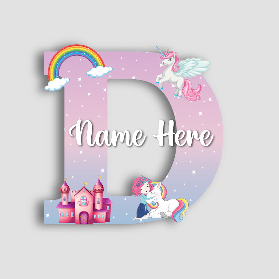 Customized Acrylic Letter Wall Decor for Girls Room | 9 Inch Pink Floral Unicorn Princess Monogram Initial Art Sign | Custom Name Kids Room Door Nameplate | Includes Hanging Rope/Tape