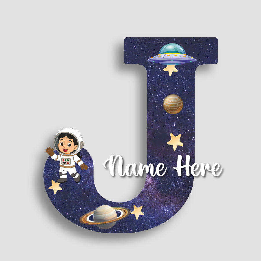 Customized Acrylic Glossy Space Theme Wall Hanging | 9 Inch Custom Name & Alphabet Letter Sign for Kids Room & Playroom Decor | Astronaut & Planet Alphabet Nameplate | Includes Hanging Rope/Tape