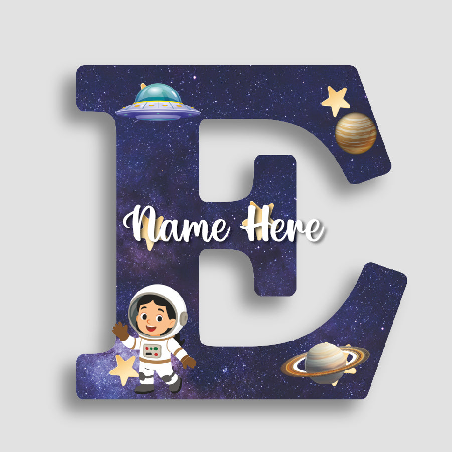 Customized Acrylic Glossy Space Theme Wall Hanging | 9 Inch Custom Name & Alphabet Letter Sign for Kids Room & Playroom Decor | Astronaut & Planet Alphabet Nameplate | Includes Hanging Rope/Tape