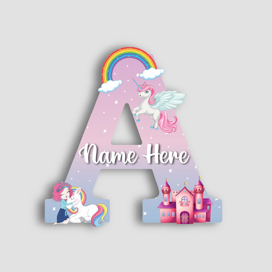 Customized Acrylic Letter Wall Decor for Girls Room | 9 Inch Pink Floral Unicorn Princess Monogram Initial Art Sign | Custom Name Kids Room Door Nameplate | Includes Hanging Rope/Tape