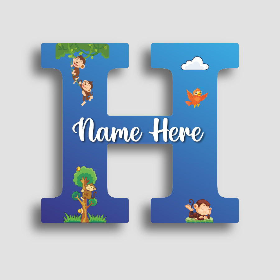 Customized Glossy Acrylic Jungle Monkey Theme | 9 Inch Custom Name Letter Sign for Kids Room & Playroom Decor | Animal Alphabet Nameplate | Includes Hanging Rope/Tape
