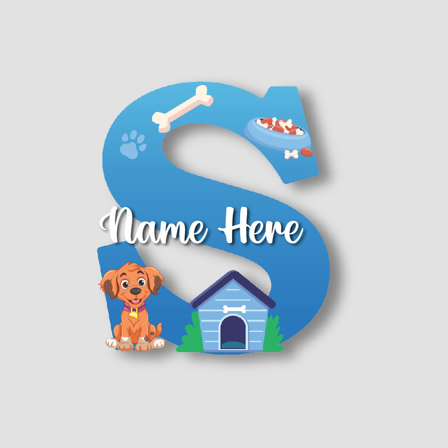 Customized Acrylic Dog Theme Letter Sign 9 Inch | Custom Name for Kids Room Decor | Puppy & Paw Glossy Print Alphabet Nameplate | Includes Hanging Rope/Tape
