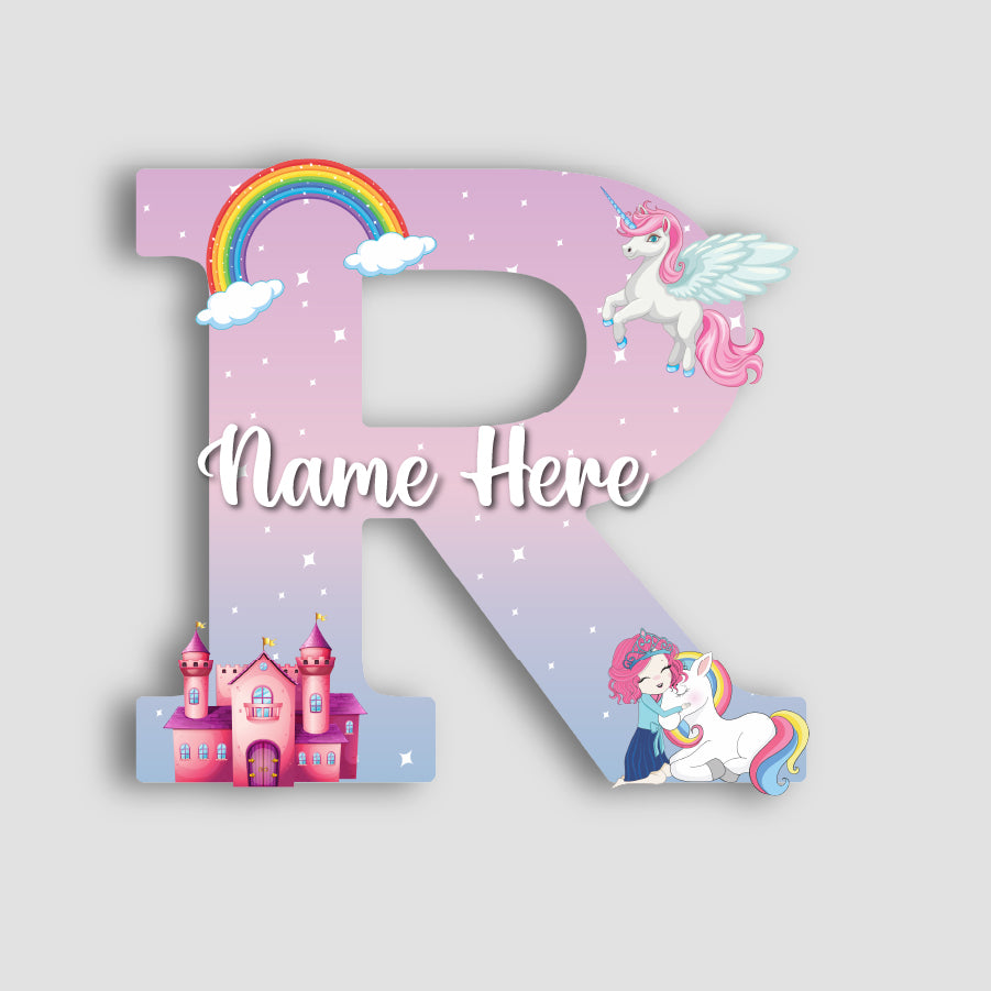 Customized Acrylic Letter Wall Decor for Girls Room | 9 Inch Pink Floral Unicorn Princess Monogram Initial Art Sign | Custom Name Kids Room Door Nameplate | Includes Hanging Rope/Tape